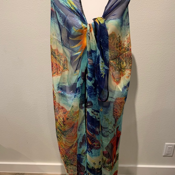 COPY -RARE BOHO Hawaiian Map Chiffon Sarong - Picture 8 of 8